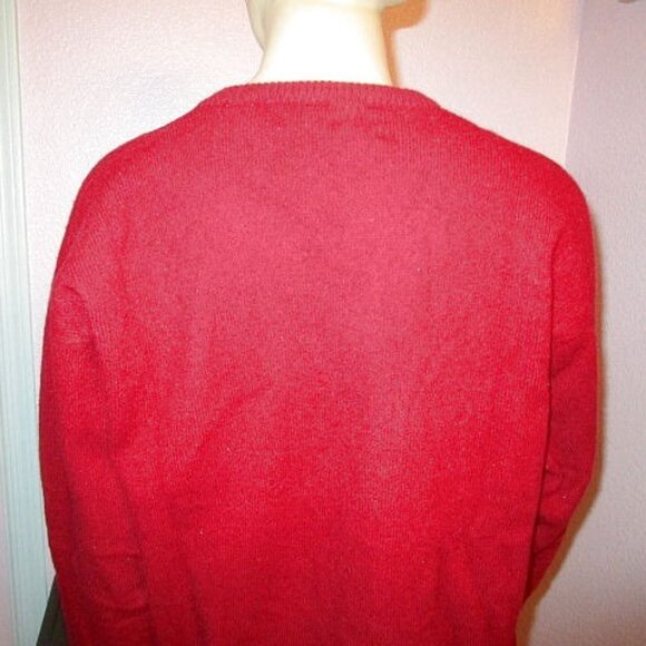 Vtg Harbour Club Sweater Mens Size L Lambswool Knit Pullover V-Neck Holiday Red - Picture 7 of 7